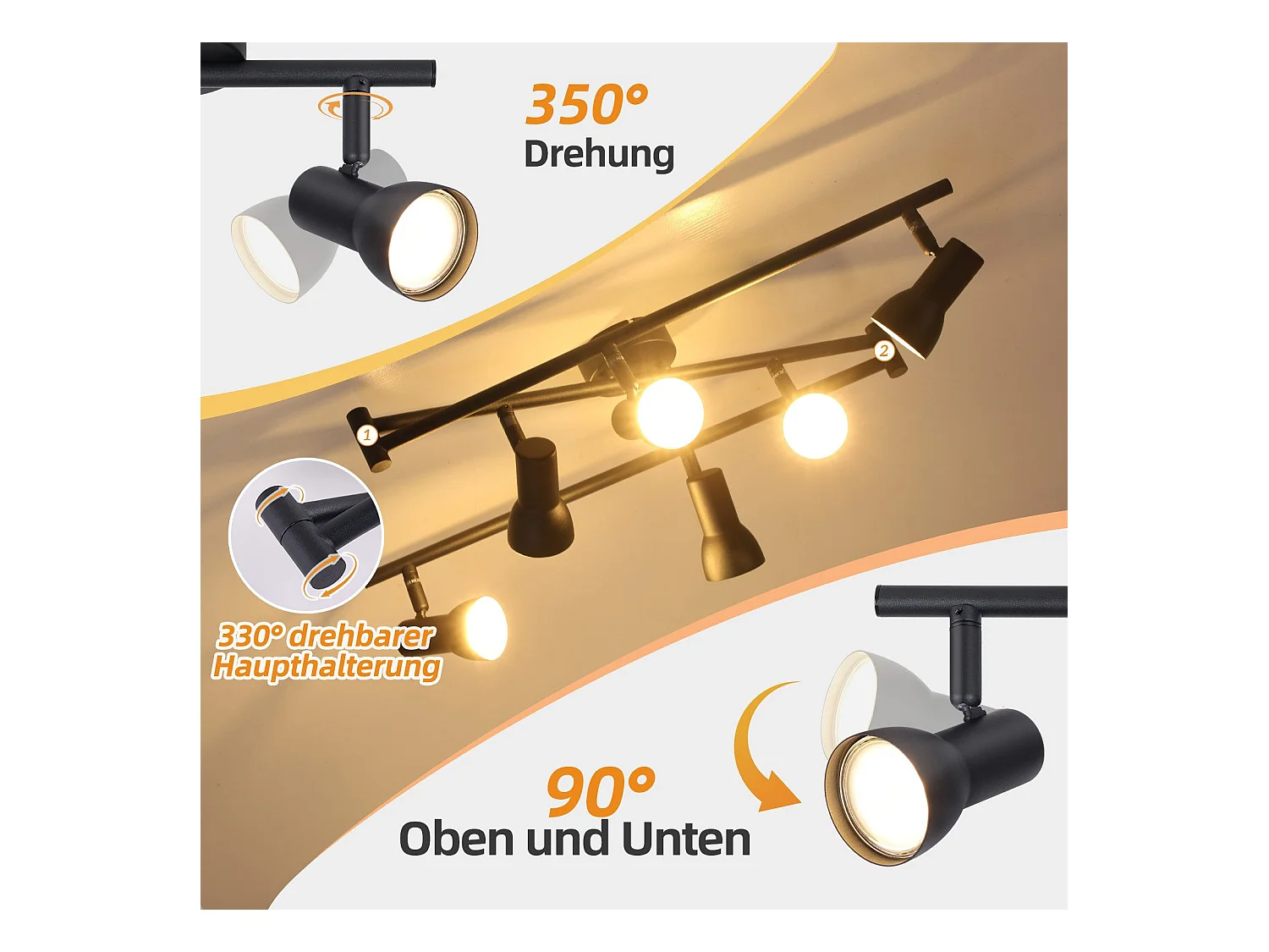 NETTLIFE 6-lichts GU10 zwarte metalen plafondlamp voor slaapkamer en hal