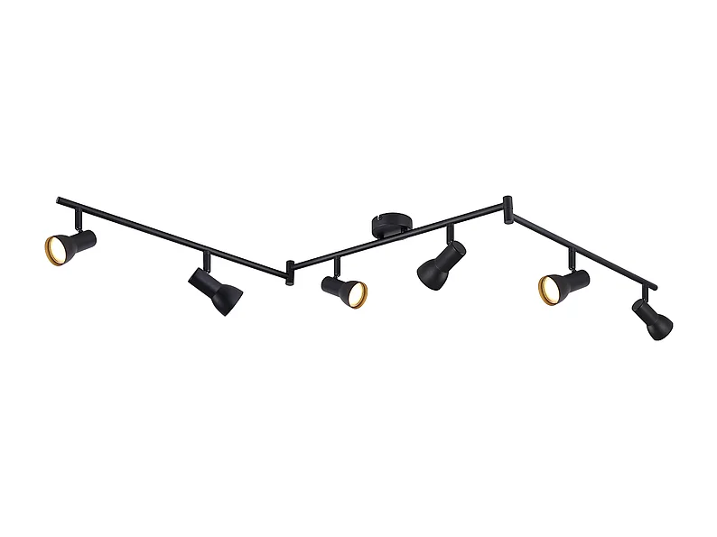 Plafonnier NETTLIFE 6 lampes GU10 noir en métal pour chambre et couloir