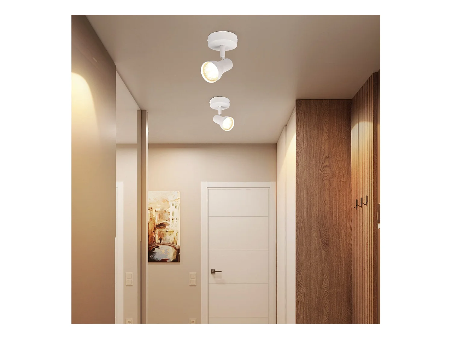 Spot de plafond NETTLIFE 1 flamme blanc moderne plafonnier intérieur GU10 chambre
