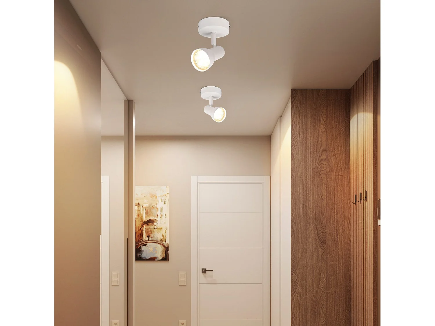 Spot de plafond NETTLIFE 1 flamme blanc moderne plafonnier intérieur GU10 chambre