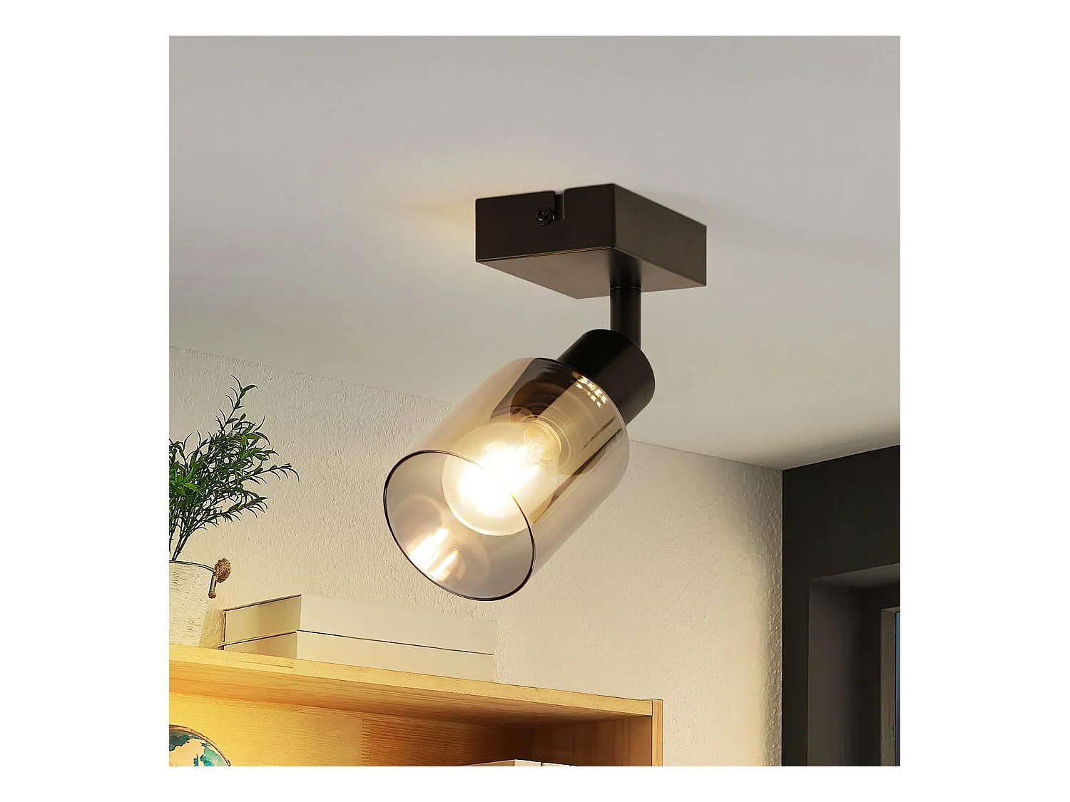 NETTLIFE Plafonnier Spot 1 Flamme Noir Industriel E14 Plafonnier Pour Salon