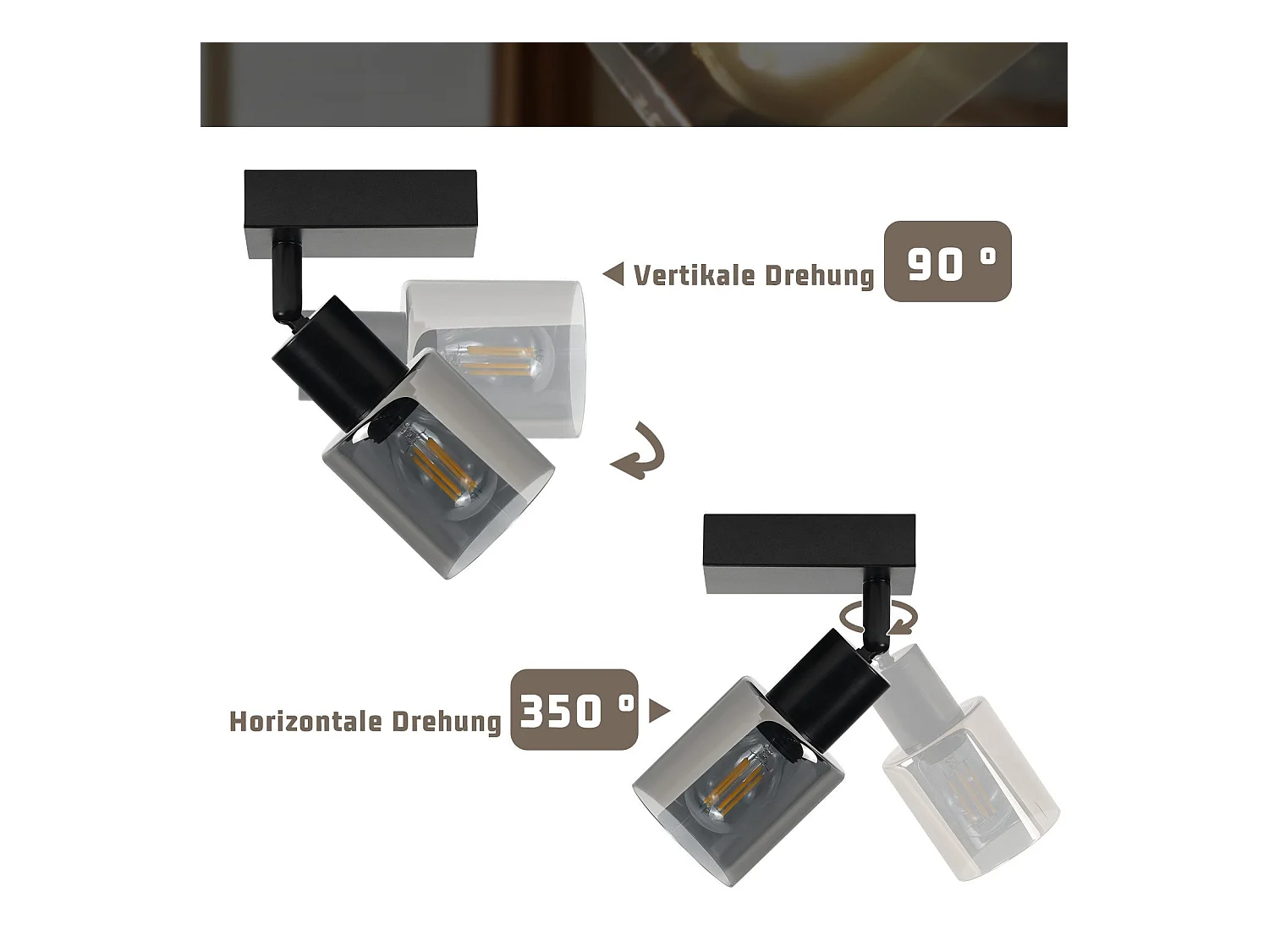 NETTLIFE Plafonnier Spot 1 Flamme Noir Industriel E14 Plafonnier Pour Salon