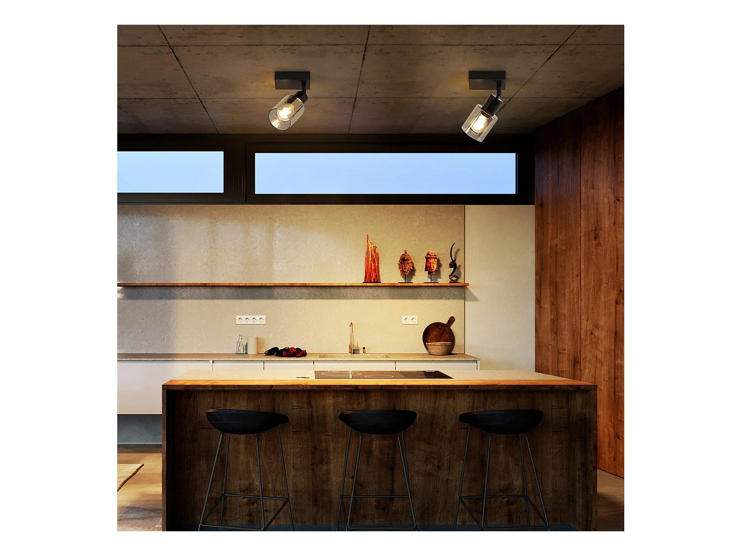 NETTLIFE Plafonnier Spot 1 Flamme Noir Industriel E14 Plafonnier Pour Salon