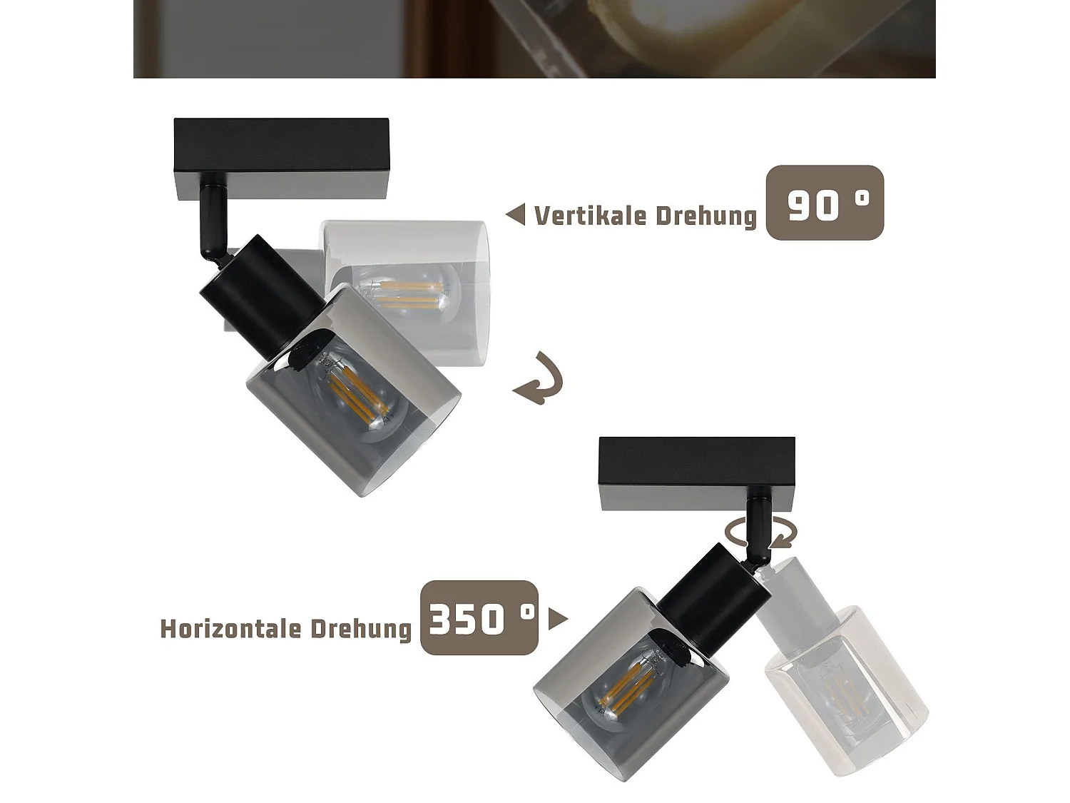 NETTLIFE Plafonnier Spot 1 Flamme Noir Industriel E14 Plafonnier Pour Salon