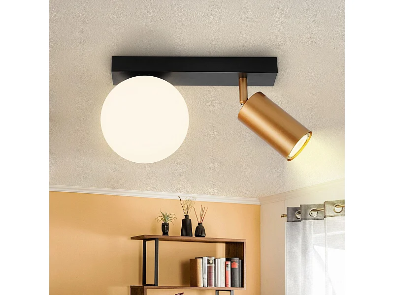 NETTLIFE 2-lichts vintage plafondlamp van metaal met gouden GU10 E14