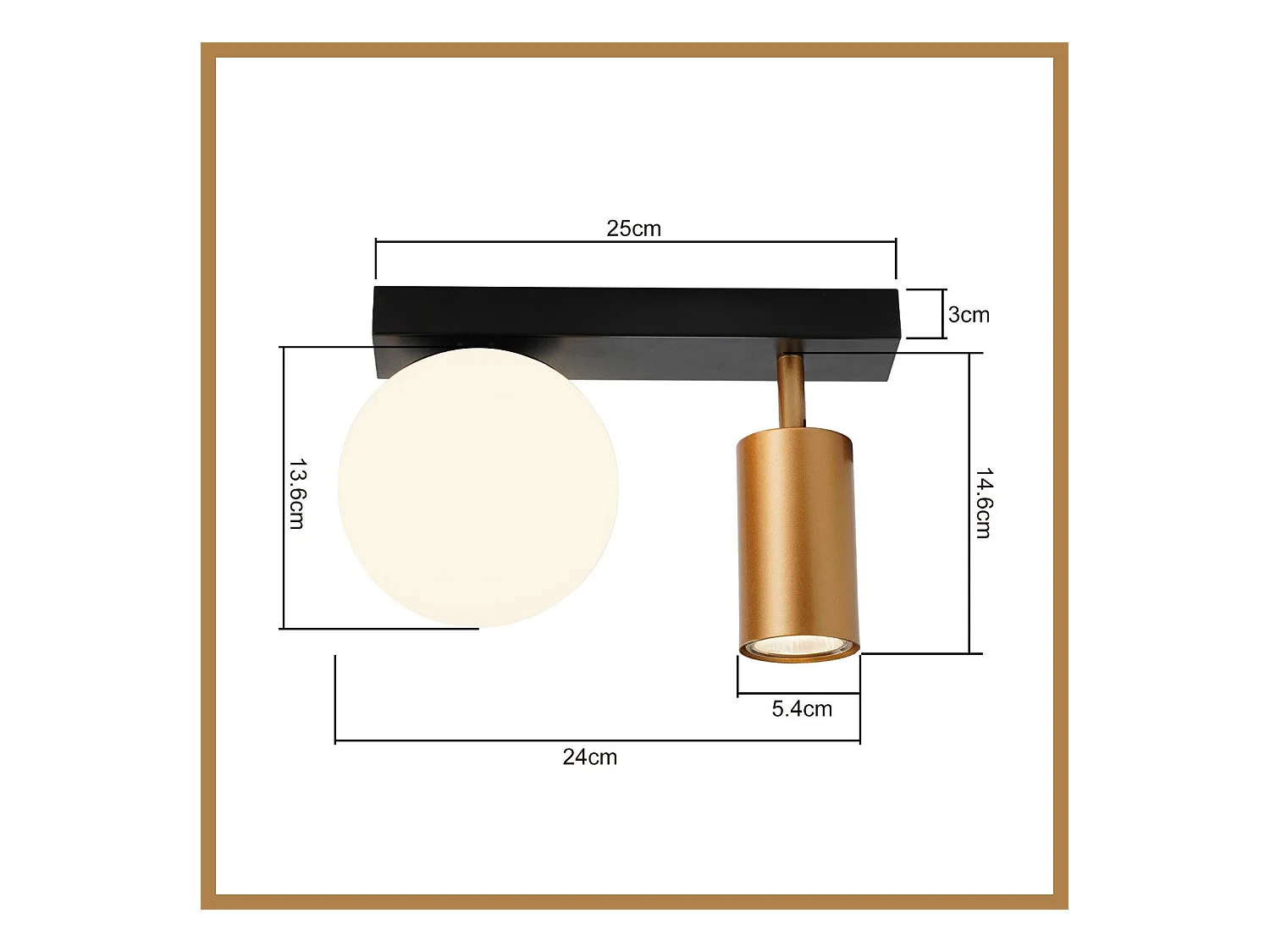 NETTLIFE 2-flammige Vintage Deckenleuchte Metall Deckenlampe mit Gold GU10 E14