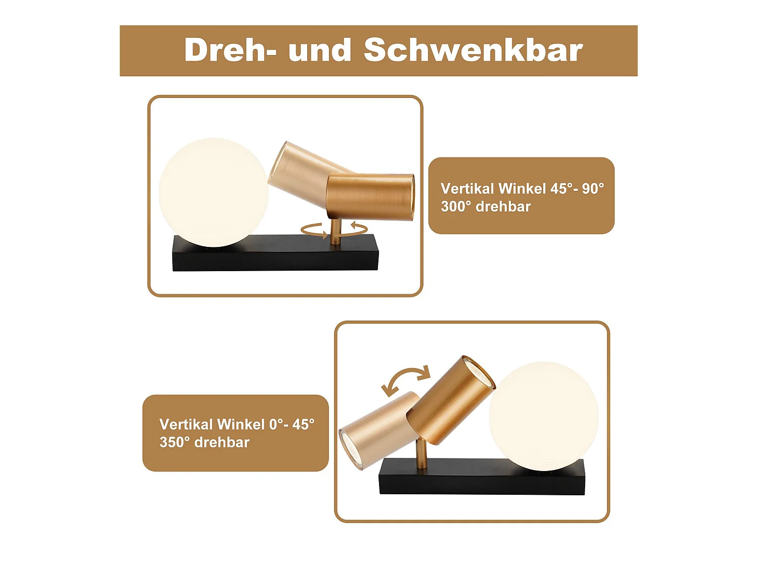 NETTLIFE 2-flammige Vintage Deckenleuchte Metall Deckenlampe mit Gold GU10 E14