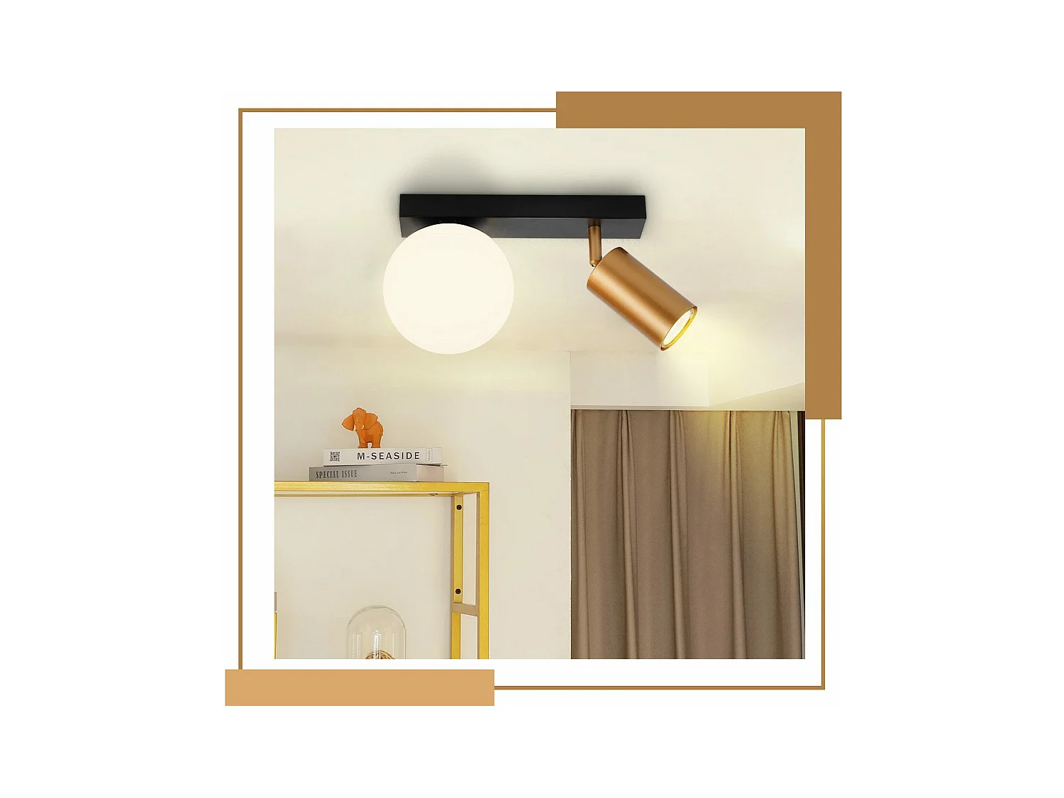 NETTLIFE 2-flammige Vintage Deckenleuchte Metall Deckenlampe mit Gold GU10 E14