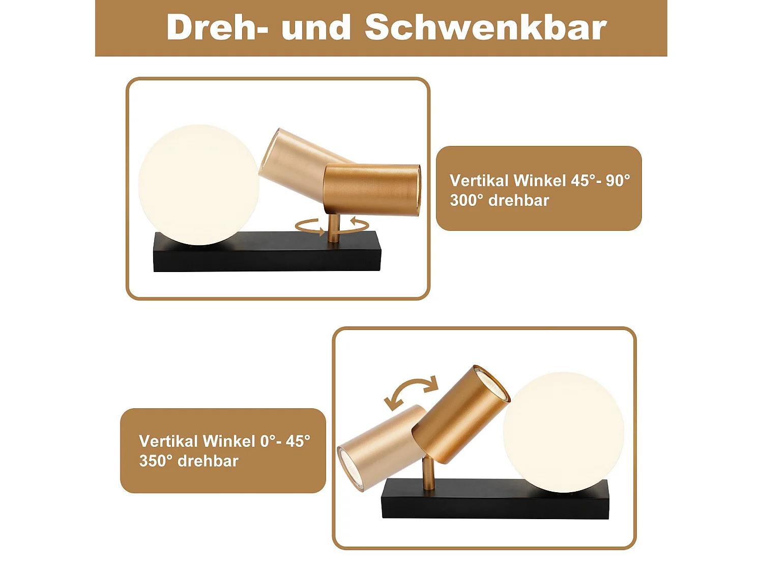 NETTLIFE 2-flammige Vintage Deckenleuchte Metall Deckenlampe mit Gold GU10 E14