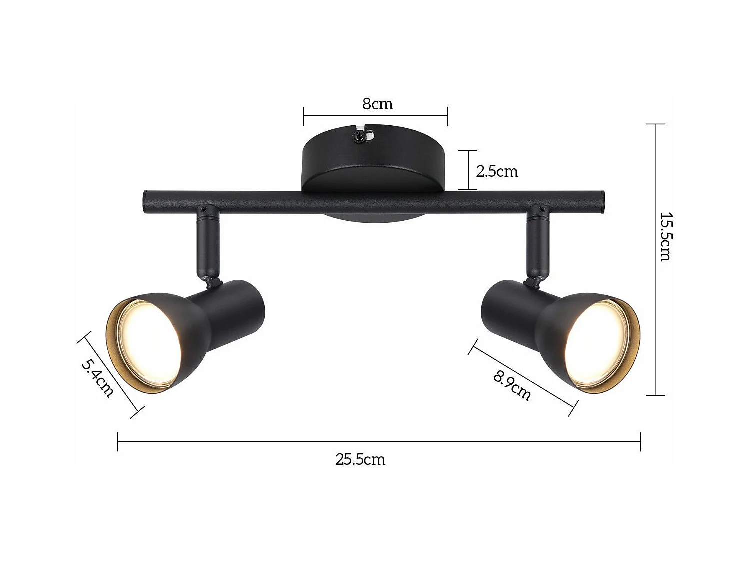 NETTLIFE 2-flammiger Deckenstrahler, schwarz, modern, GU10, Metall, 350° schwenkbar