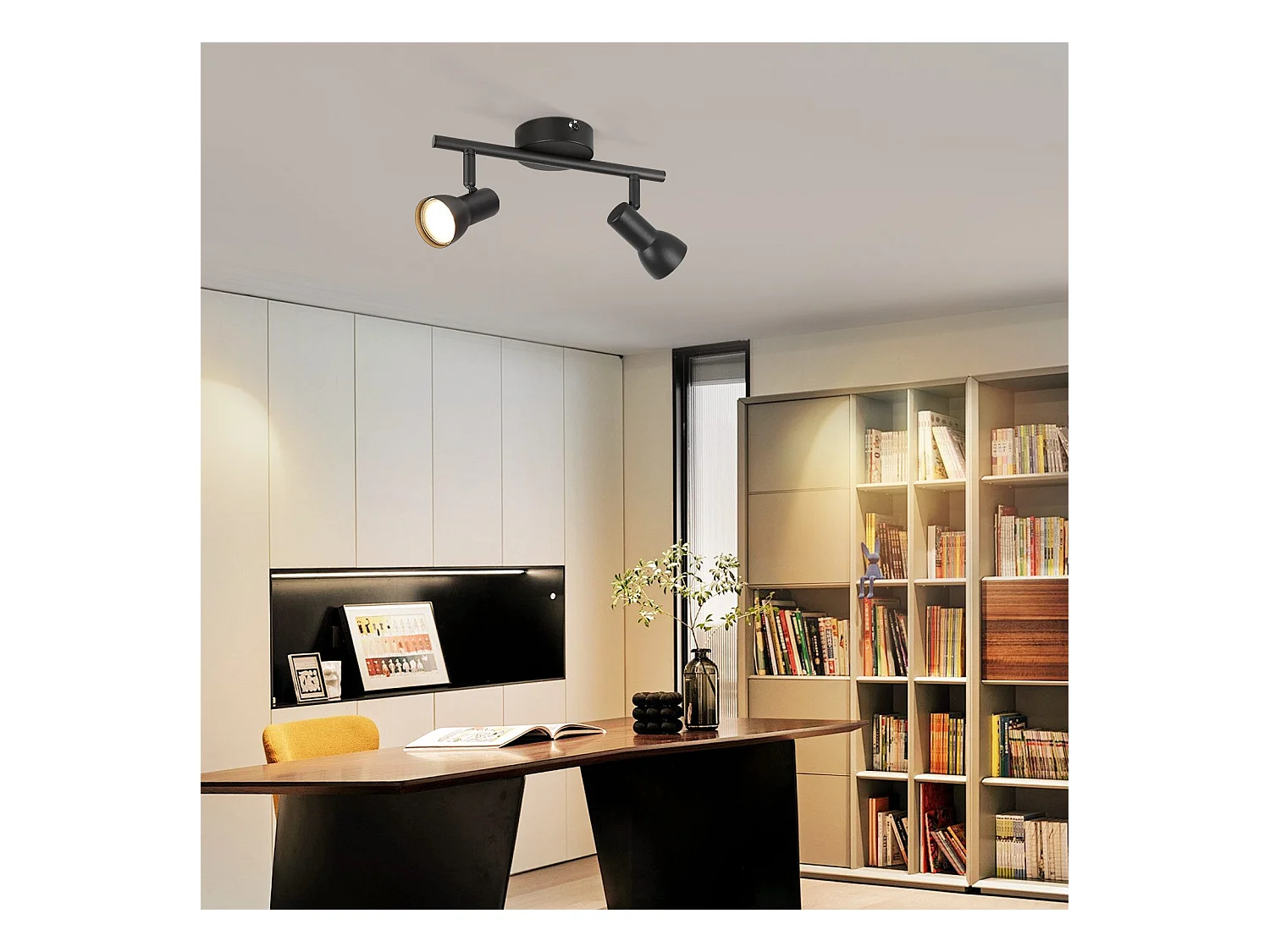 NETTLIFE 2-flammiger Deckenstrahler, schwarz, modern, GU10, Metall, 350° schwenkbar