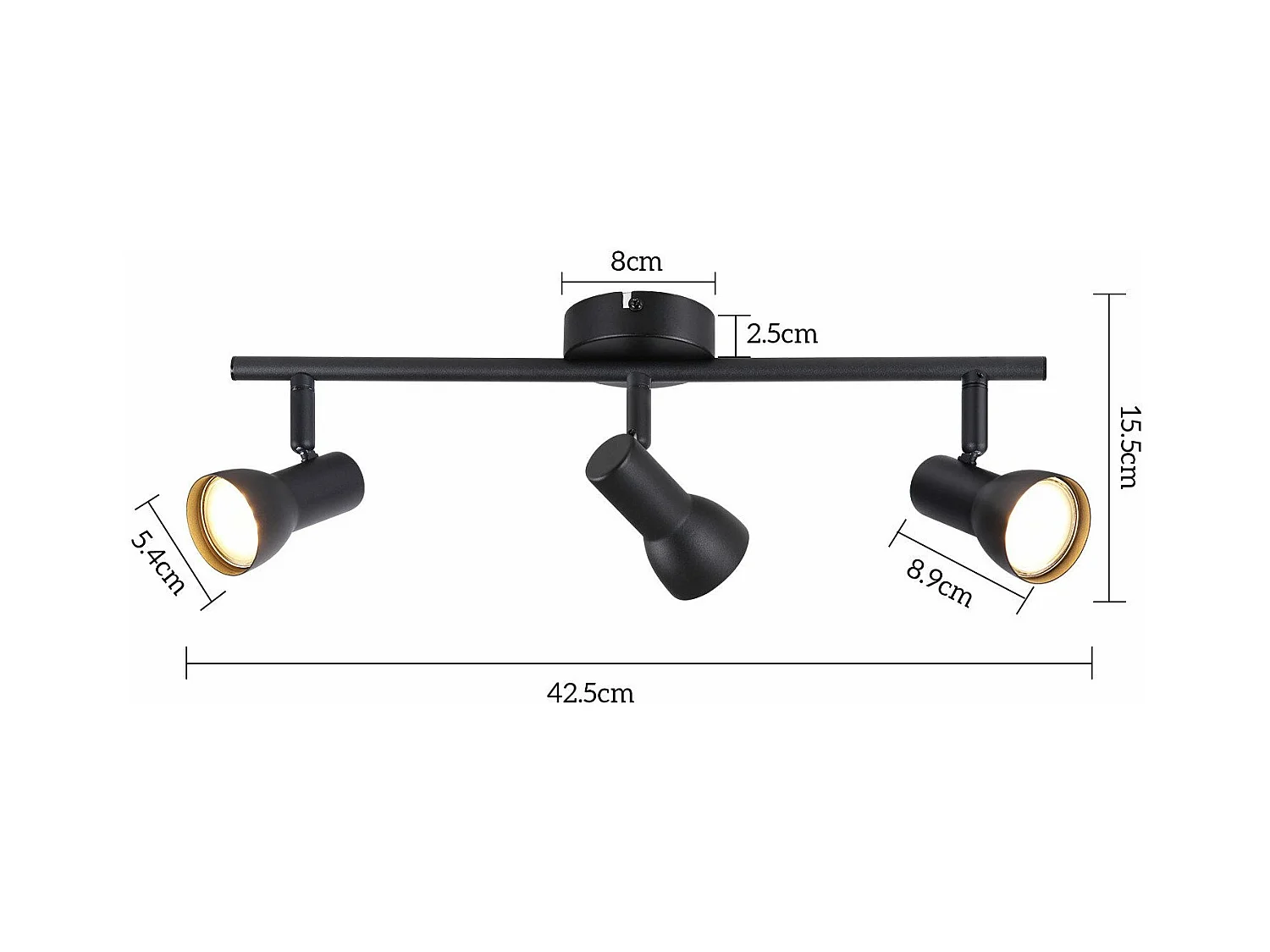 NETTLIFE lampa sufitowa 3-punktowa, nowoczesny design, czarna, metalowa, trzonek GU10