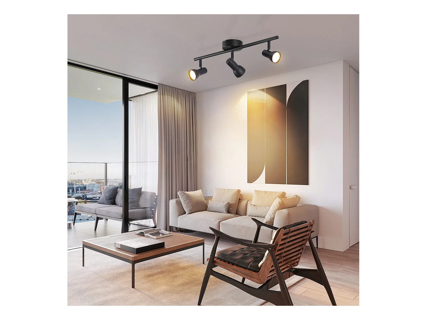 NETTLIFE 3-flammige Deckenleuchte, modernes Design, schwarz, Metall, GU10-Sockel