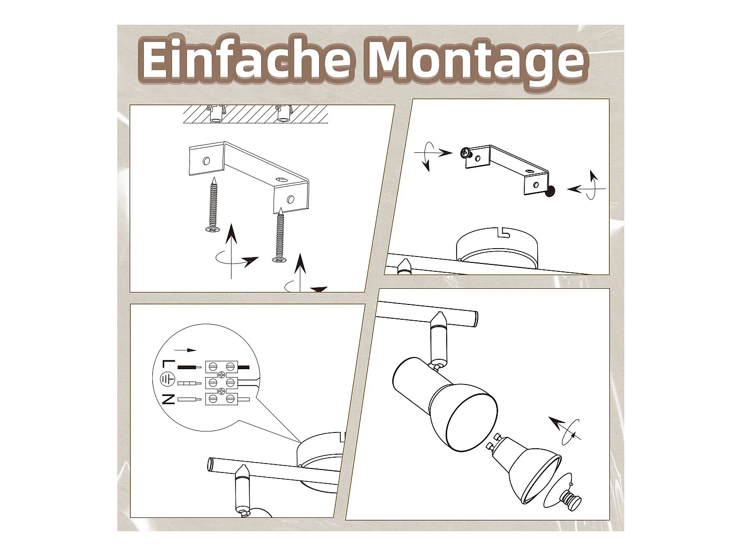 NETTLIFE 3-flammige Deckenleuchte, modernes Design, schwarz, Metall, GU10-Sockel