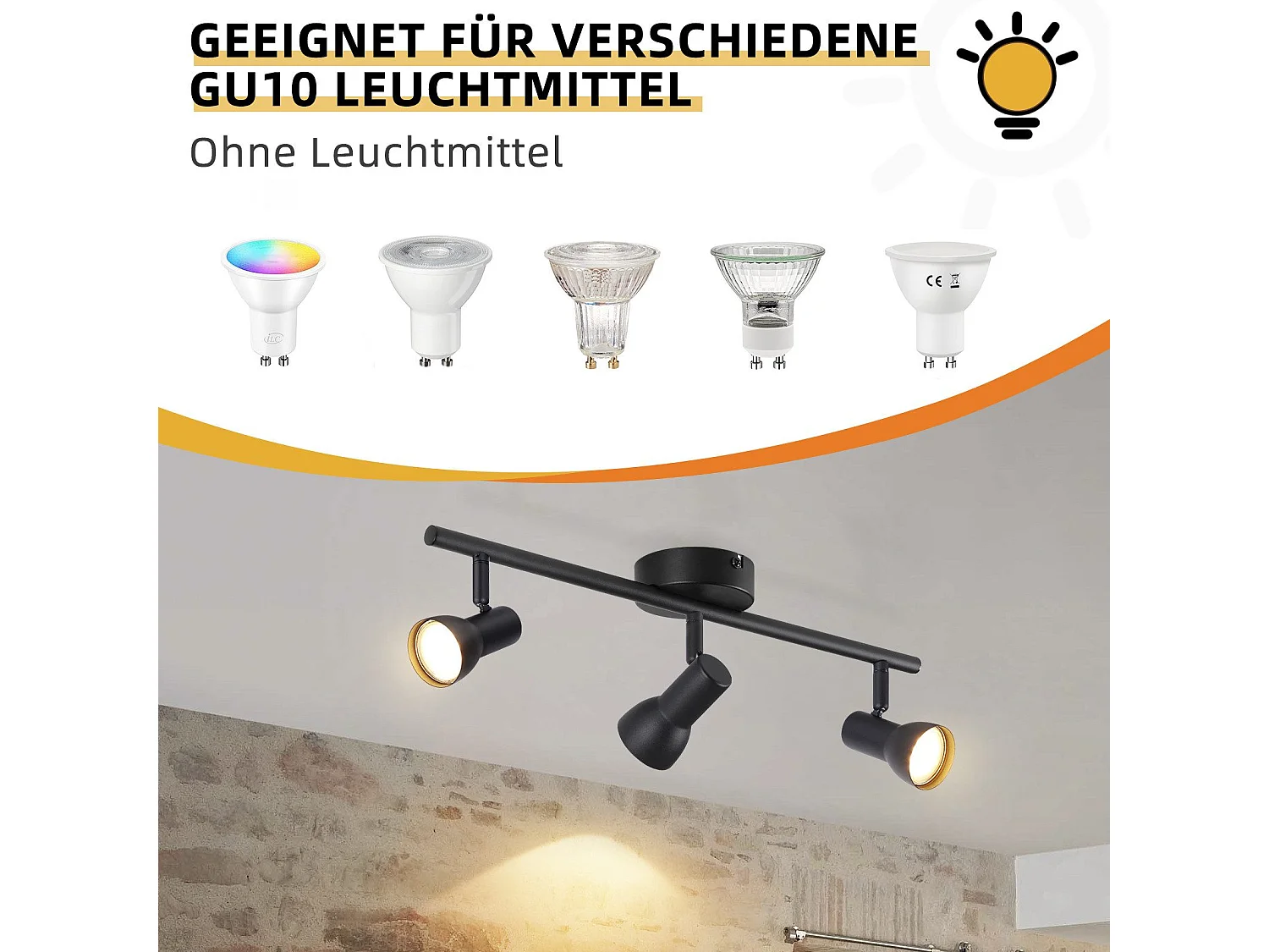 Plafonnier NETTLIFE à 3 lampes, design moderne, noir, métal, culot GU10