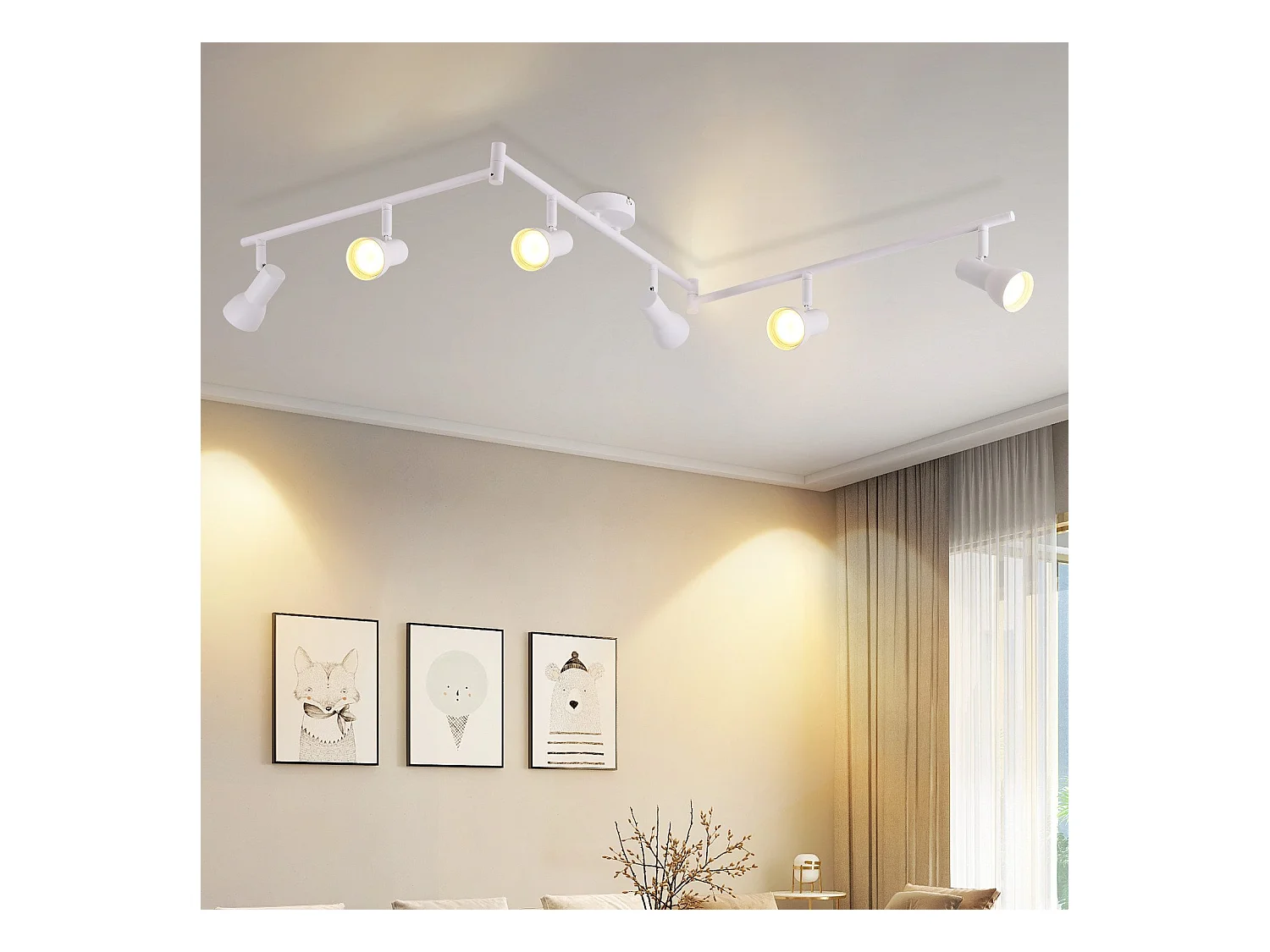 Spot de plafond NETTLIFE 6 flammes blanc GU10 en métal pour chambre à coucher et couloir