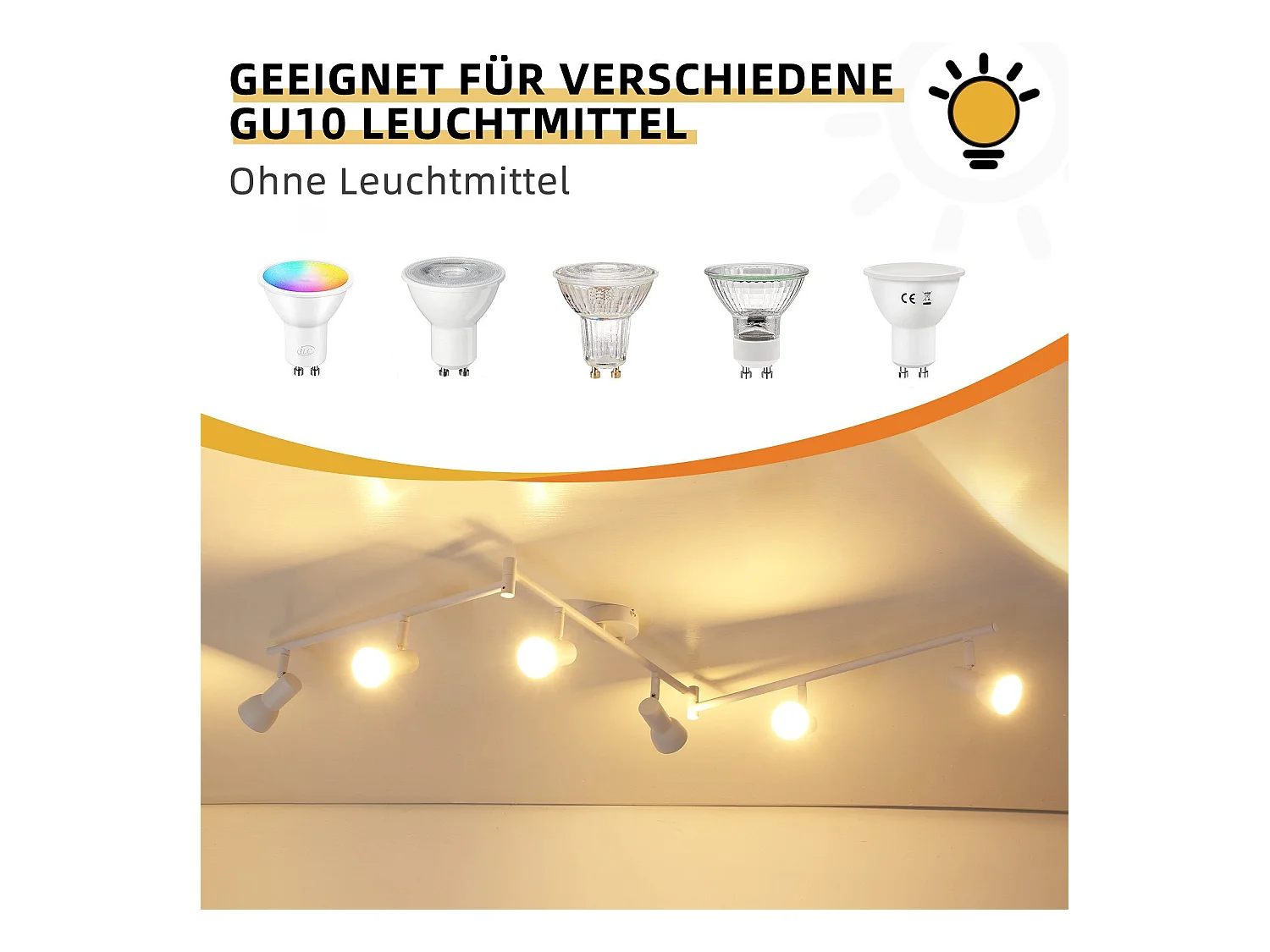 Spot de plafond NETTLIFE 6 flammes blanc GU10 en métal pour chambre à coucher et couloir