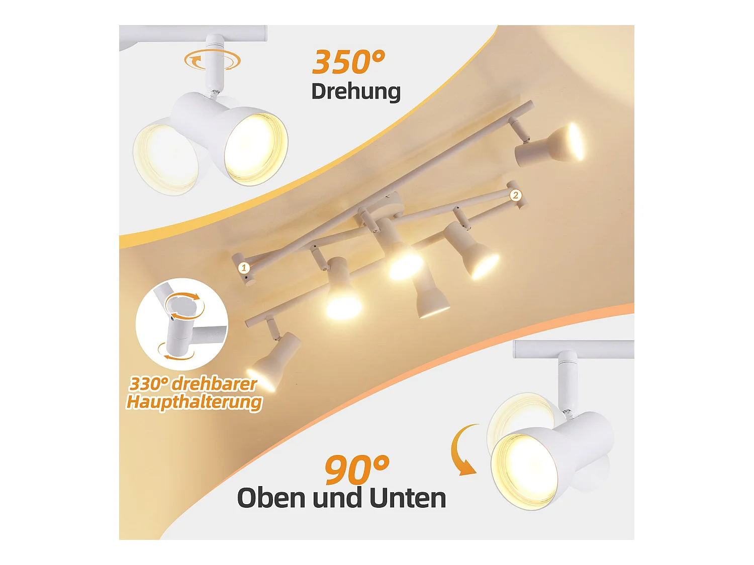 Spot de plafond NETTLIFE 6 flammes blanc GU10 en métal pour chambre à coucher et couloir