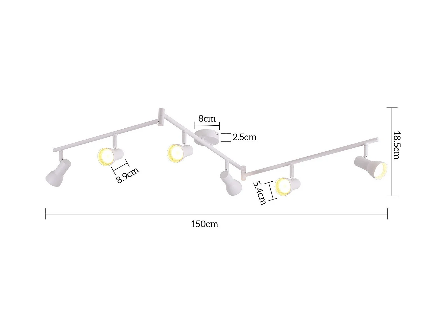 Spot de plafond NETTLIFE 6 flammes blanc GU10 en métal pour chambre à coucher et couloir