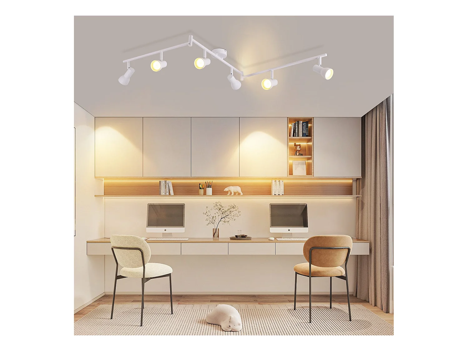 Spot de plafond NETTLIFE 6 flammes blanc GU10 en métal pour chambre à coucher et couloir