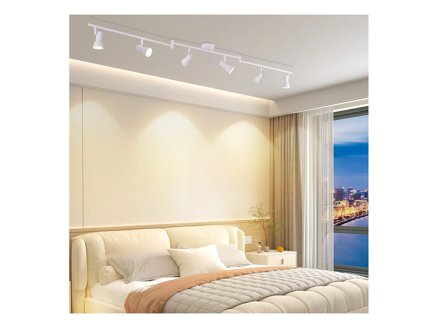 Spot de plafond NETTLIFE 6 flammes blanc GU10 en métal pour chambre à coucher et couloir