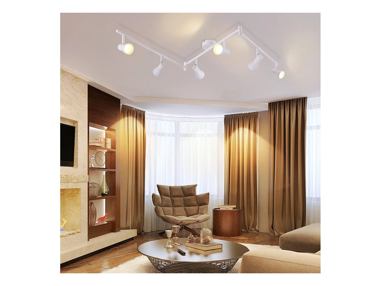 Spot de plafond NETTLIFE 6 flammes blanc GU10 en métal pour chambre à coucher et couloir