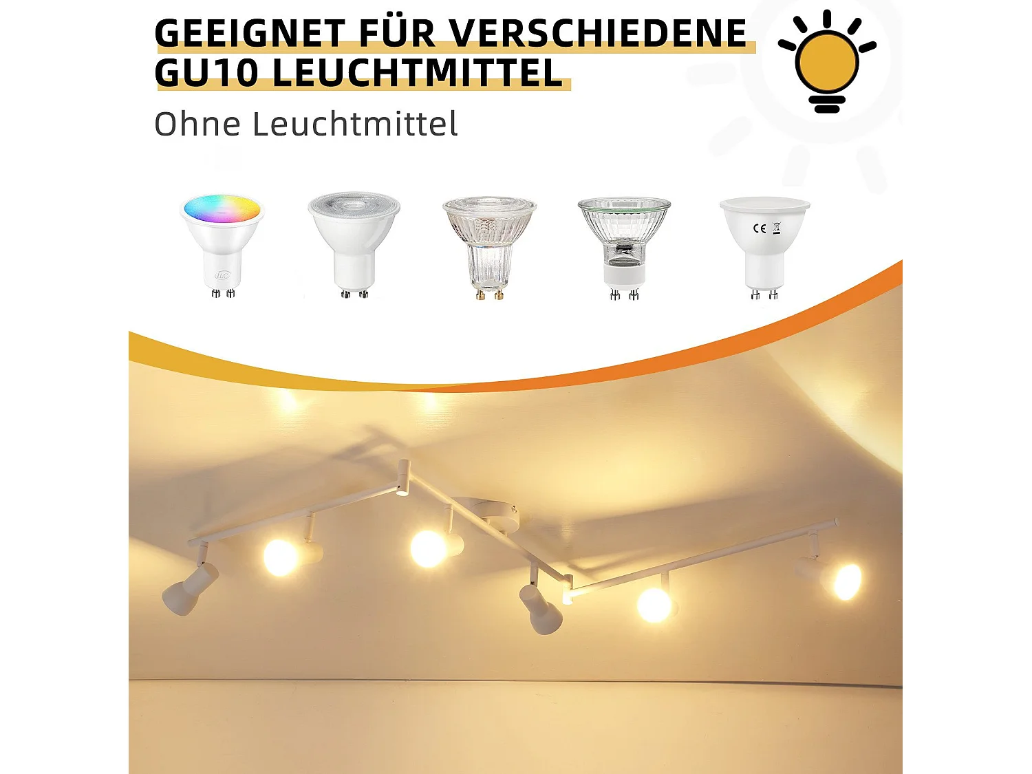 Spot de plafond NETTLIFE 6 flammes blanc GU10 en métal pour chambre à coucher et couloir