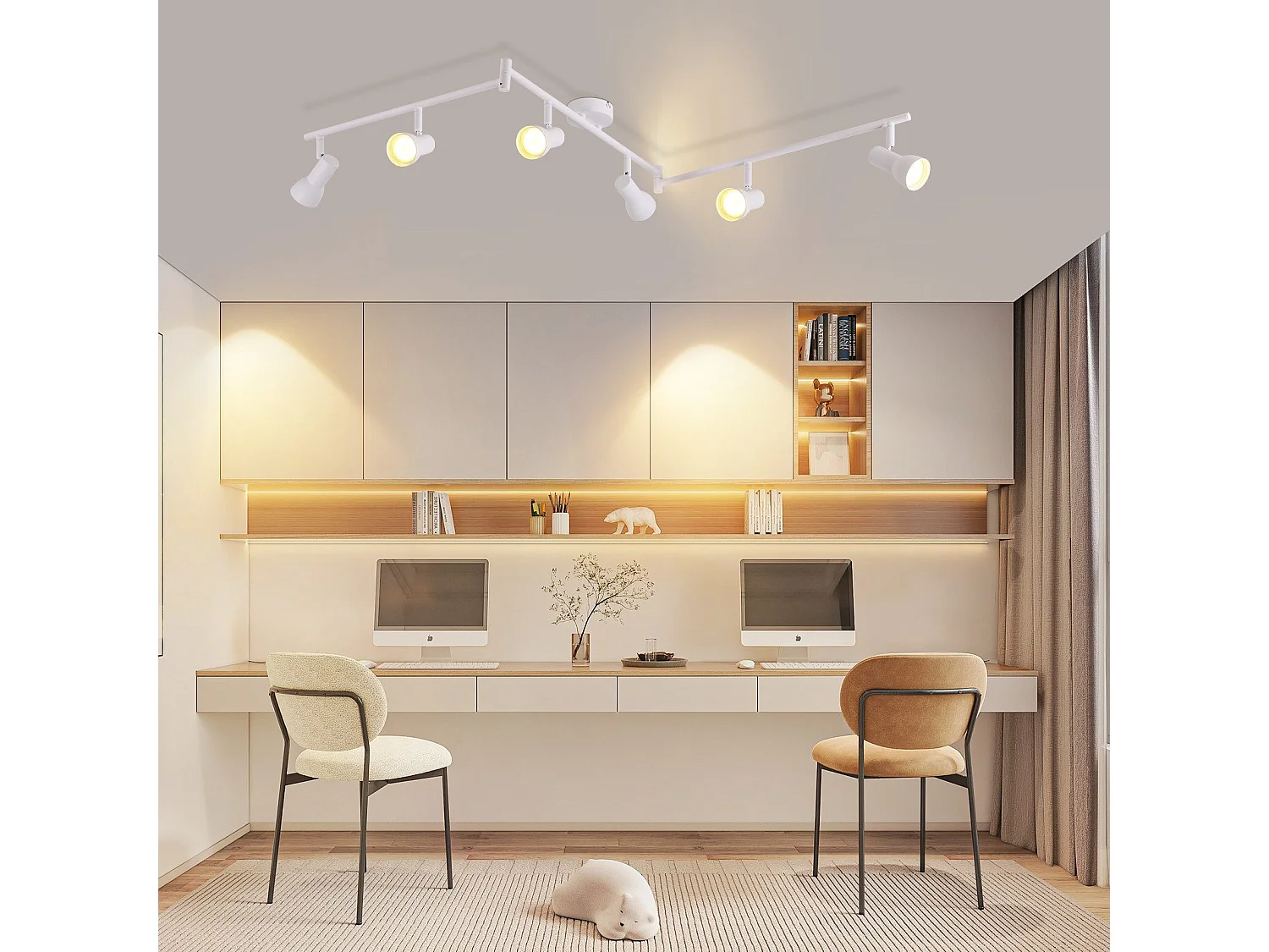 Spot de plafond NETTLIFE 6 flammes blanc GU10 en métal pour chambre à coucher et couloir