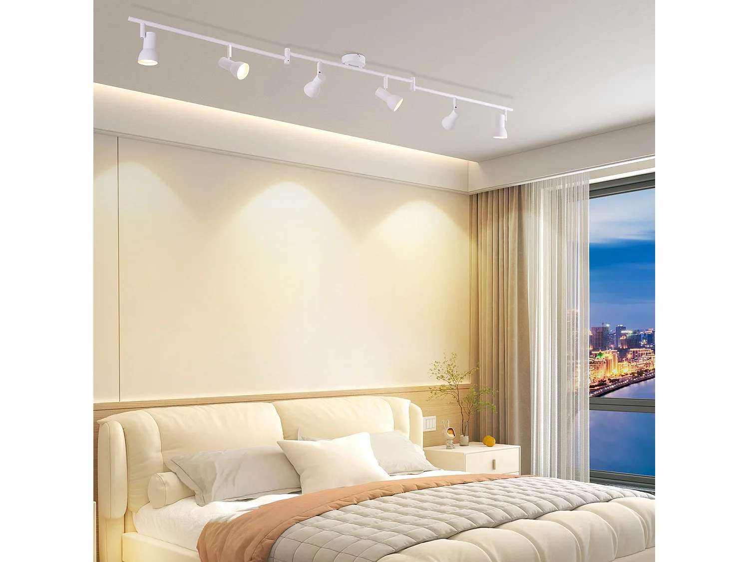 Spot de plafond NETTLIFE 6 flammes blanc GU10 en métal pour chambre à coucher et couloir