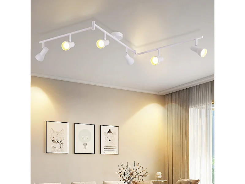 NETTLIFE Deckenstrahler 6 Flammig Weiß GU10 Metall Deckenlampe für Schlafzimmer Flur