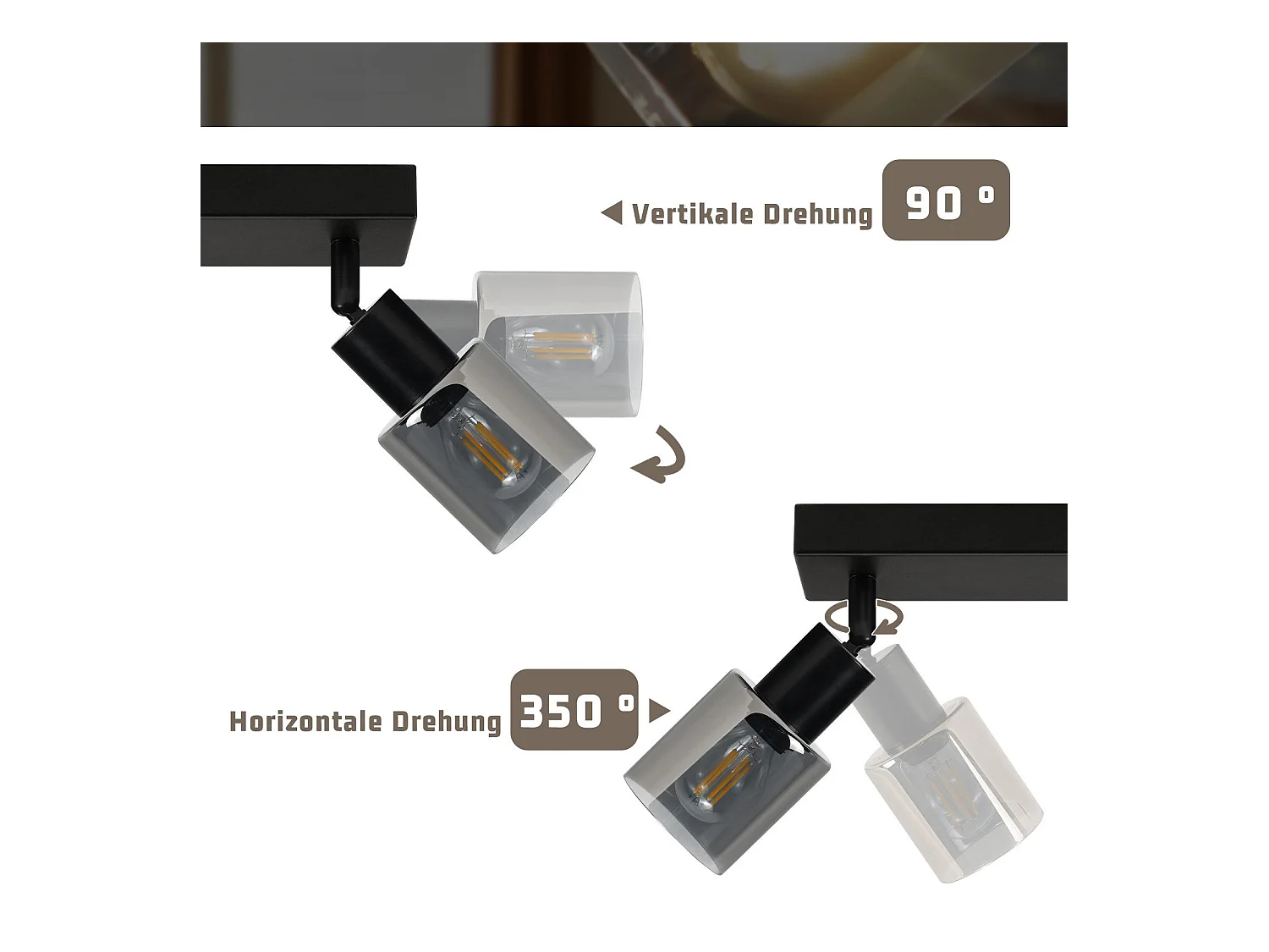 NETTLIFE Lampa sufitowa Spot 2 płomienie Czarny Industrial E14 Lampa sufitowa do salonu