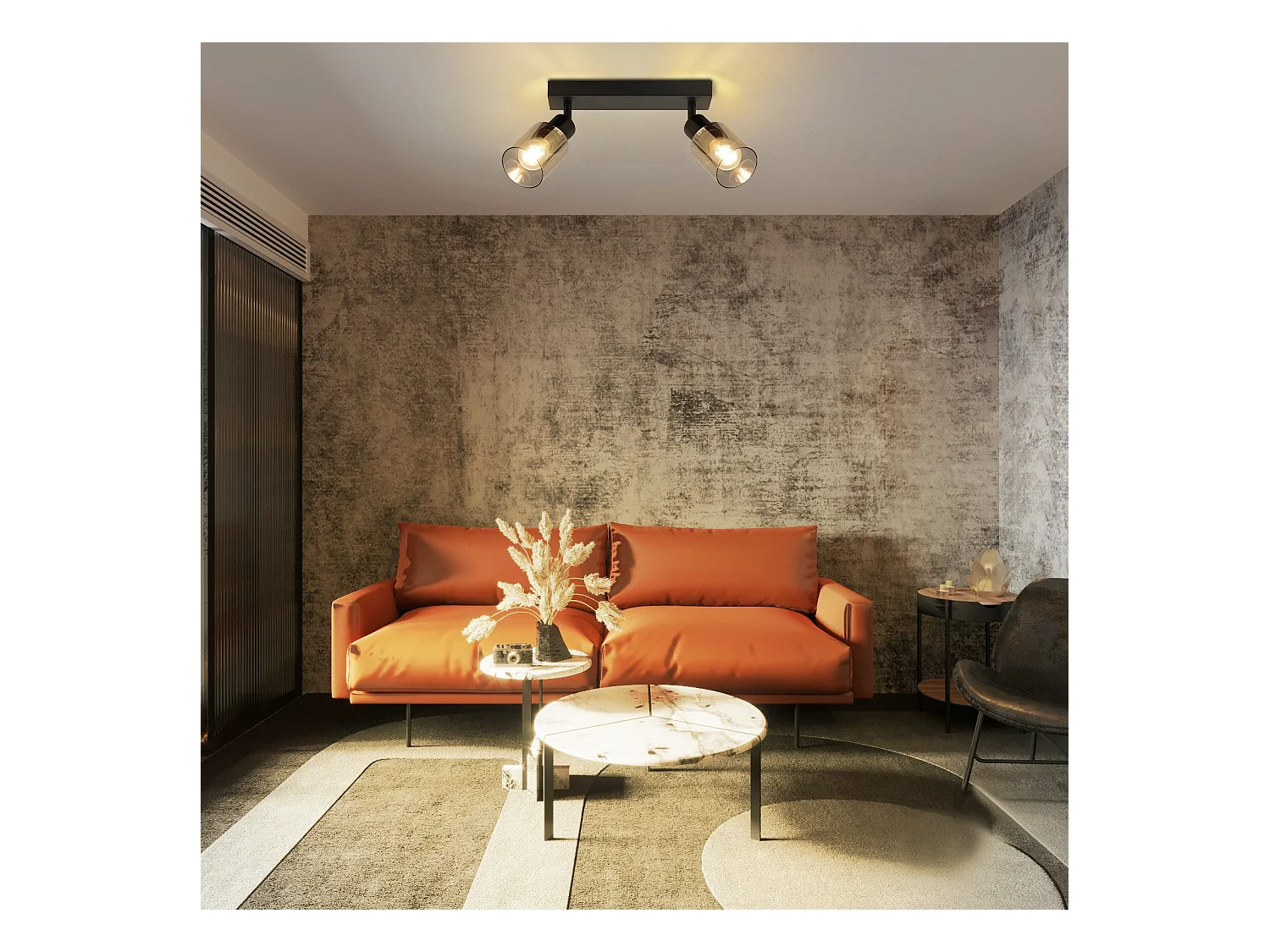 NETTLIFE Lampa sufitowa Spot 2 płomienie Czarny Industrial E14 Lampa sufitowa do salonu