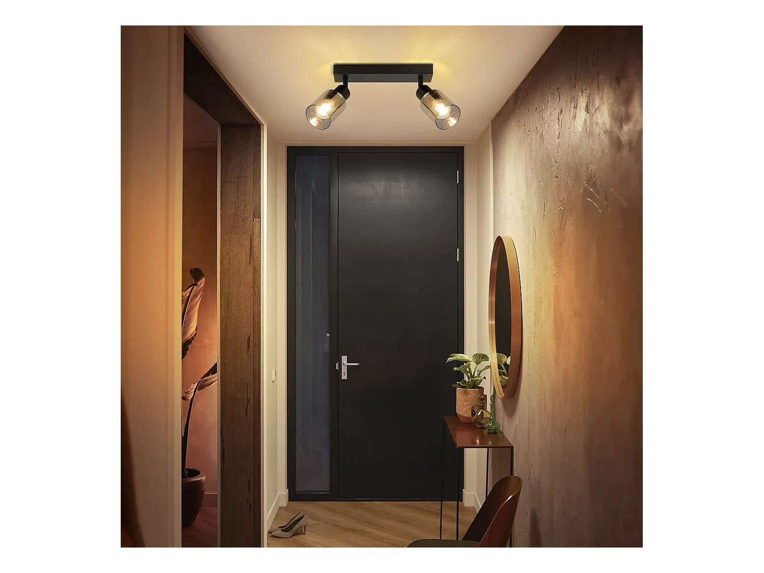 NETTLIFE Lampa sufitowa Spot 2 płomienie Czarny Industrial E14 Lampa sufitowa do salonu