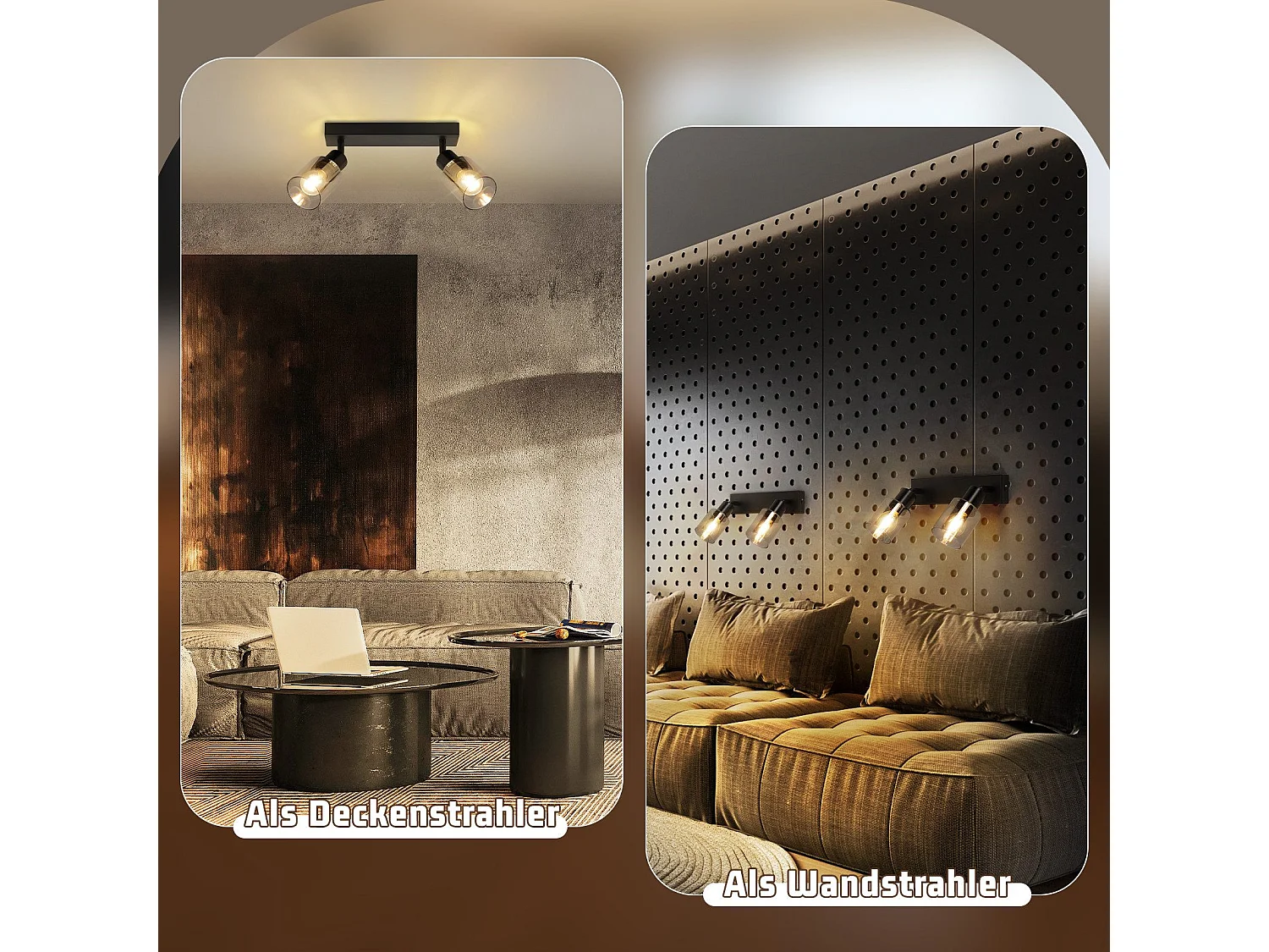 NETTLIFE Plafonnier Spot 2 Flammes Noir Industriel E14 Plafonnier Pour Salon