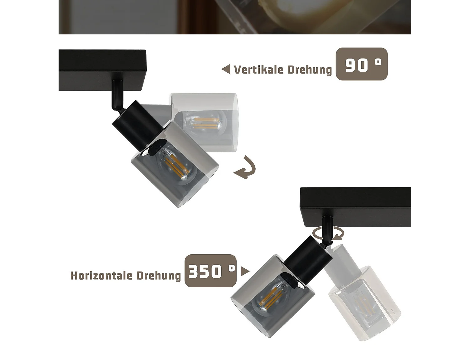 NETTLIFE Plafonnier Spot 2 Flammes Noir Industriel E14 Plafonnier Pour Salon