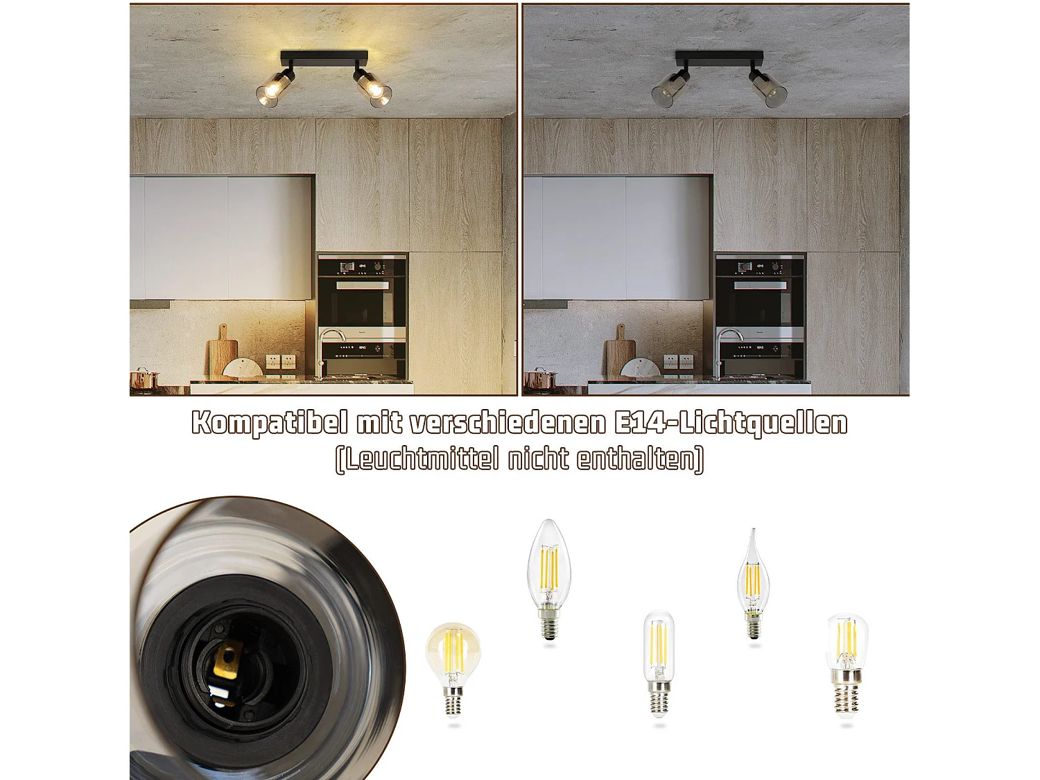 NETTLIFE Plafonnier Spot 2 Flammes Noir Industriel E14 Plafonnier Pour Salon