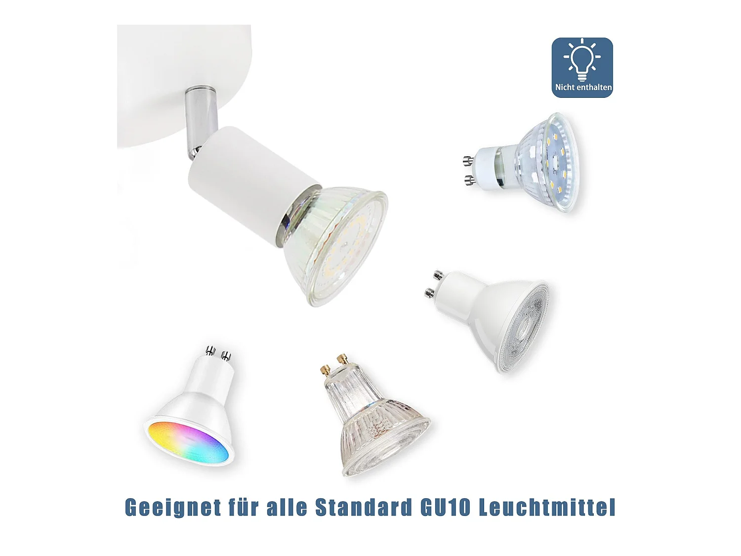 Spot de plafond LED NETTLIFE Blanc - Plafonnier orientable 4 flammes GU10 en métal moderne