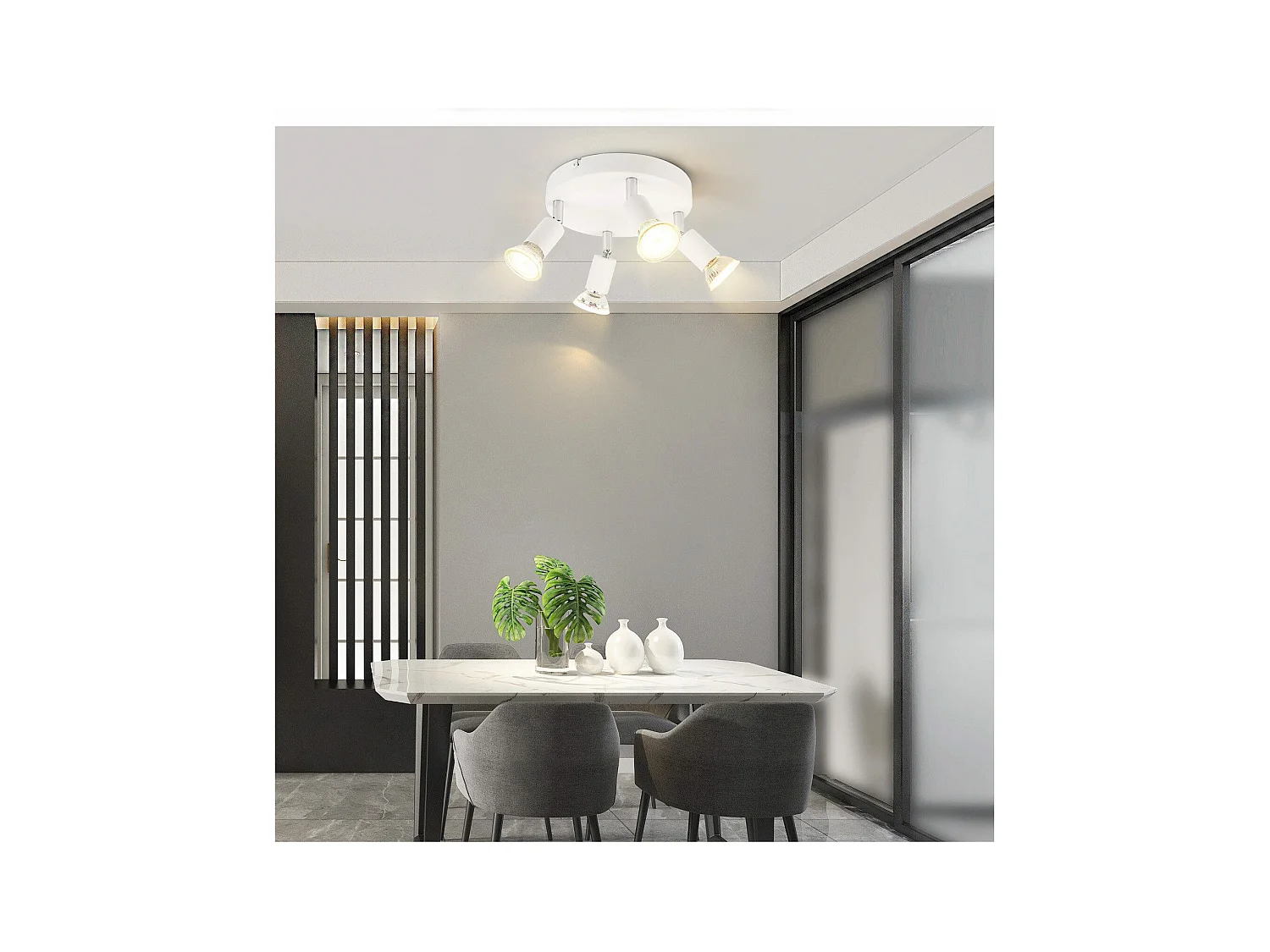 Spot de plafond LED NETTLIFE Blanc - Plafonnier orientable 4 flammes GU10 en métal moderne