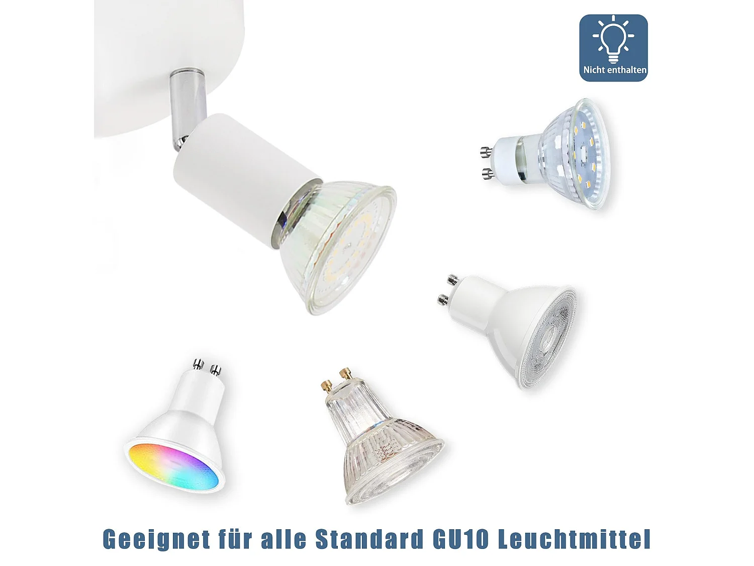 NETTLIFE Weißer LED-Deckenstrahler - Moderne 4-flammige GU10-Deckenleuchte aus Metall, verstellbar