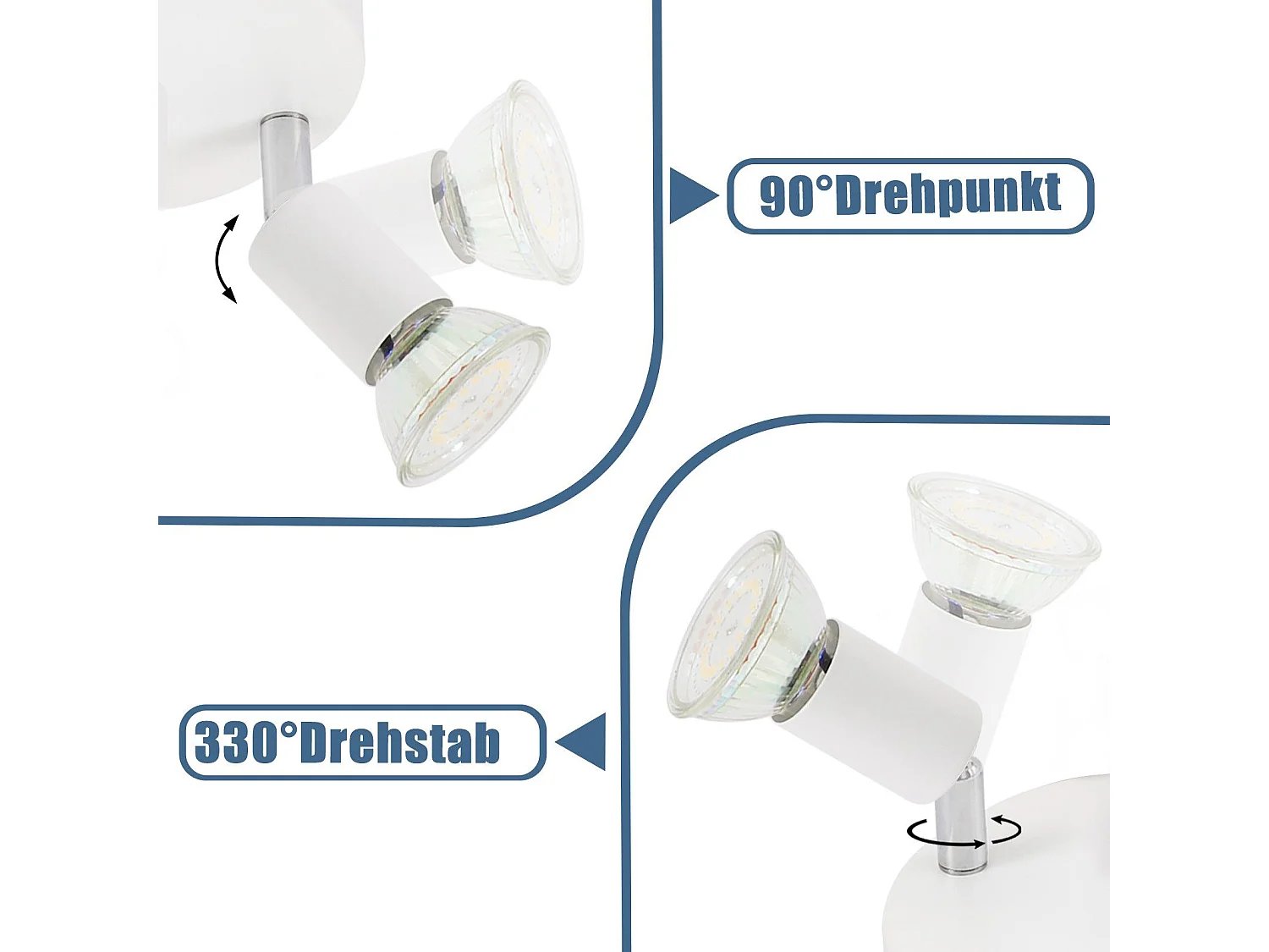 NETTLIFE Weißer LED-Deckenstrahler - Moderne 4-flammige GU10-Deckenleuchte aus Metall, verstellbar