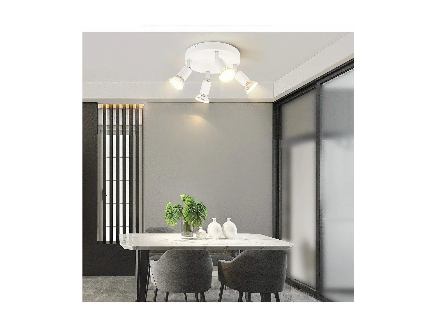 NETTLIFE Weißer LED-Deckenstrahler - Moderne 4-flammige GU10-Deckenleuchte aus Metall, verstellbar