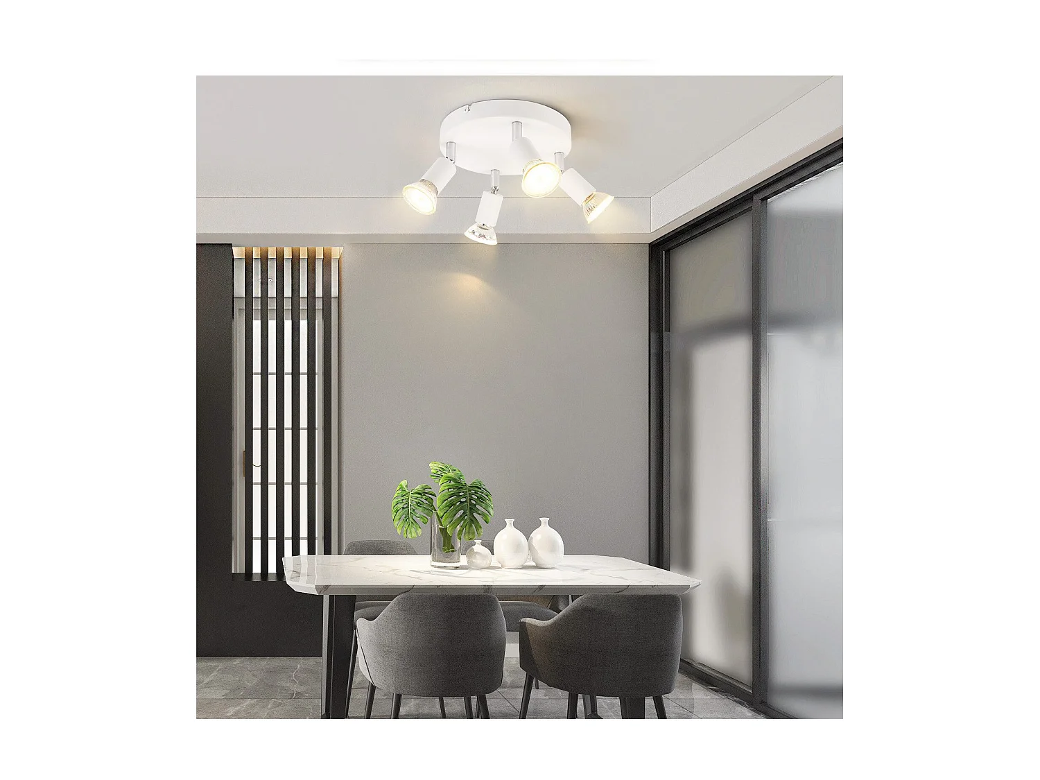 Spot de plafond LED NETTLIFE Blanc - Plafonnier orientable 4 flammes GU10 en métal moderne