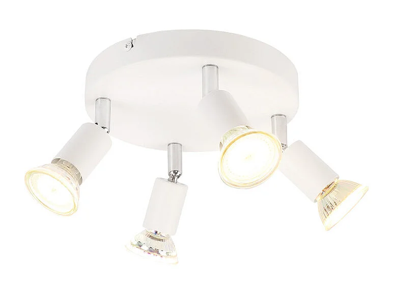 Spot de plafond LED NETTLIFE Blanc - Plafonnier orientable 4 flammes GU10 en métal moderne