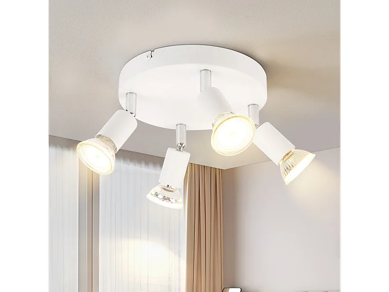 NETTLIFE Witte LED Plafondspot - Moderne Metalen 4-Vlammende GU10 Verstelbare Plafondlamp