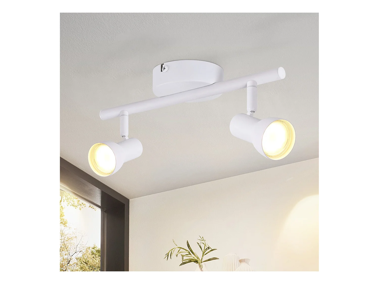 Spot de plafond NETTLIFE 2 flammes design moderne blanc spot GU10 métal spots de plafond orientables à 350°