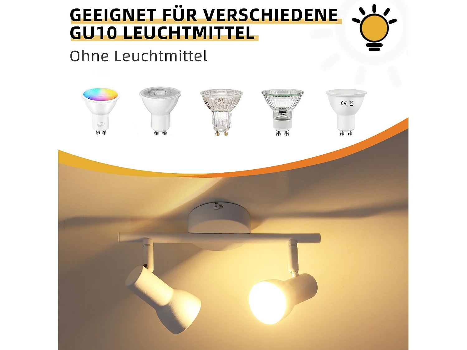 Spot de plafond NETTLIFE 2 flammes design moderne blanc spot GU10 métal spots de plafond orientables à 350°