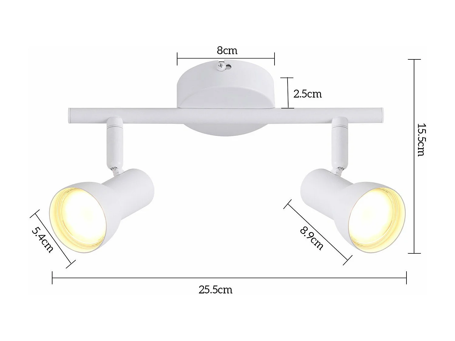 Spot de plafond NETTLIFE 2 flammes design moderne blanc spot GU10 métal spots de plafond orientables à 350°