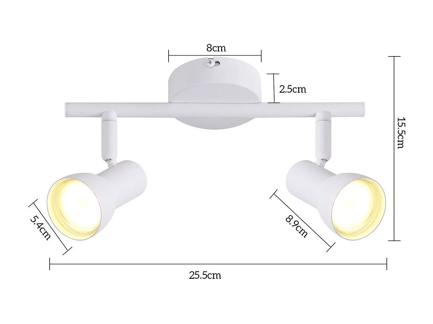 Spot de plafond NETTLIFE 2 flammes design moderne blanc spot GU10 métal spots de plafond orientables à 350°