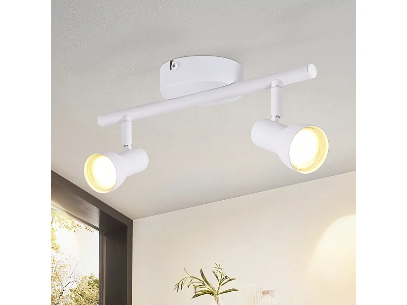 NETTLIFE 2-Flammiger Deckenstrahler modernes Design weiß GU10 Metall Strahler 350° verstellbar Deckenspots