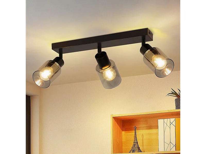 NETTLIFE Deckenleuchte Spot 3 flammig schwarz Industrial E14 Deckenlampe für Wohnzimmer